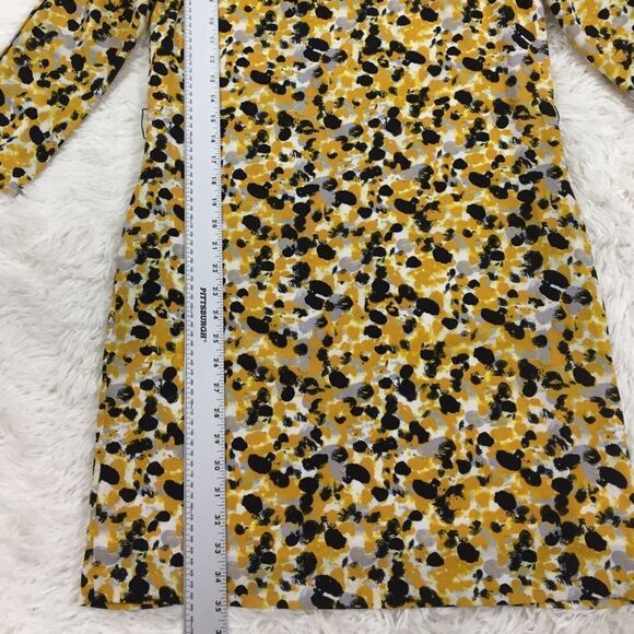 H&M Yellow Black Dot Shift Dress Pockets Size 4 - Picture 3 of 8
